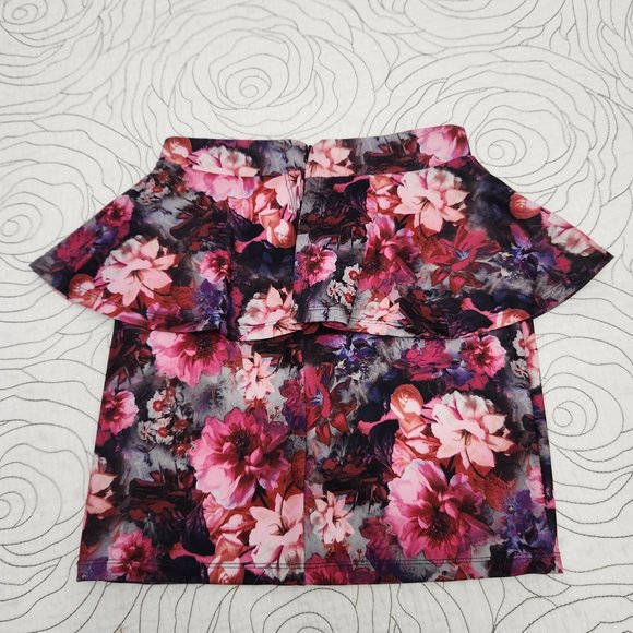 [Sz 2] Pink Floral Topshop Peplum Skirt - Picture 2 of 9